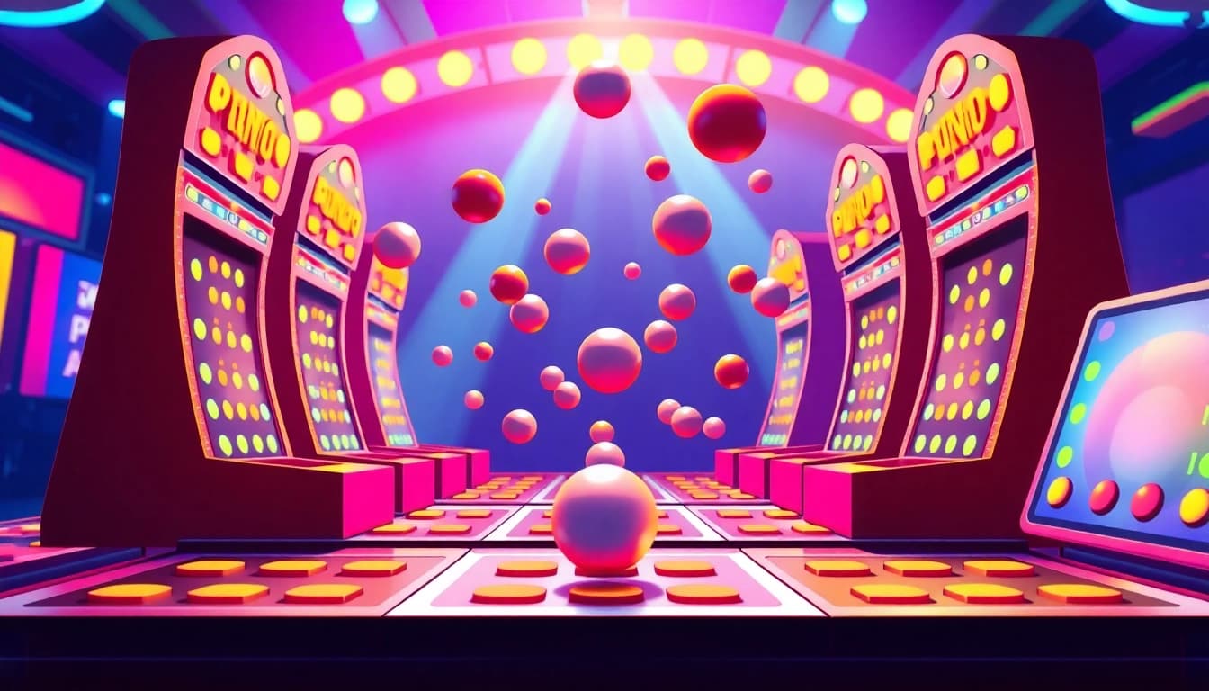 Experience the thrill of the Plinko casino game with colorful boards and falling balls.