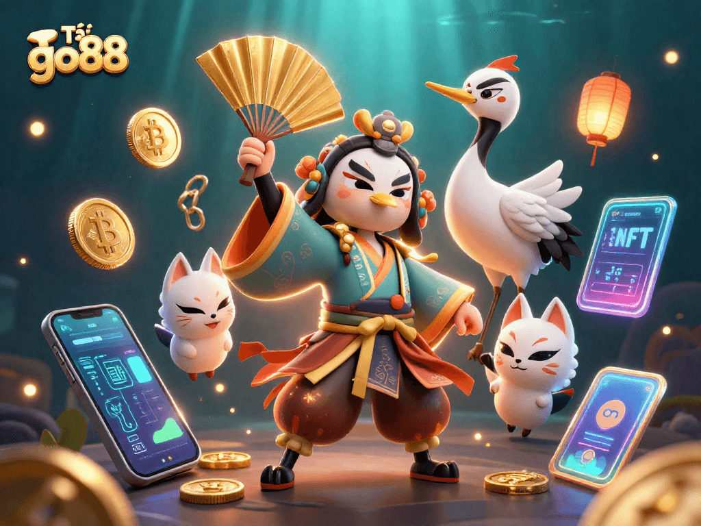 Engage in thrilling gameplay with Tải go88, featuring vibrant characters amidst casino-themed elements.