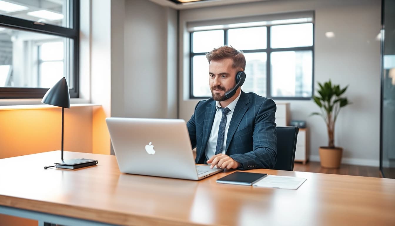 Headhunter IT berät einen Klienten in einem modernen Büro über IT-Personalvermittlung.