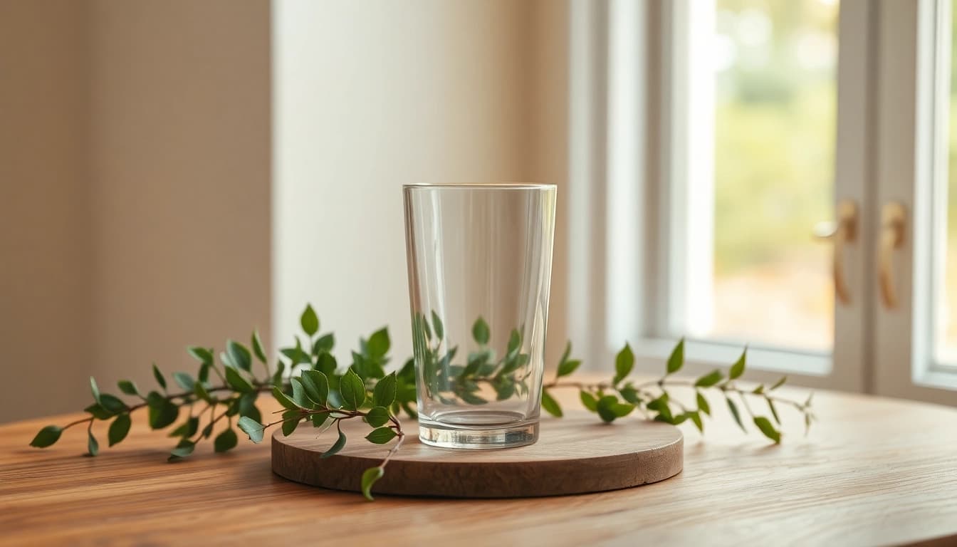 Kaufen Sie olloidales Silber in bester Qualität, präsentiert in einem eleganten Fläschchen auf Holz mit grünen Pflanzen.