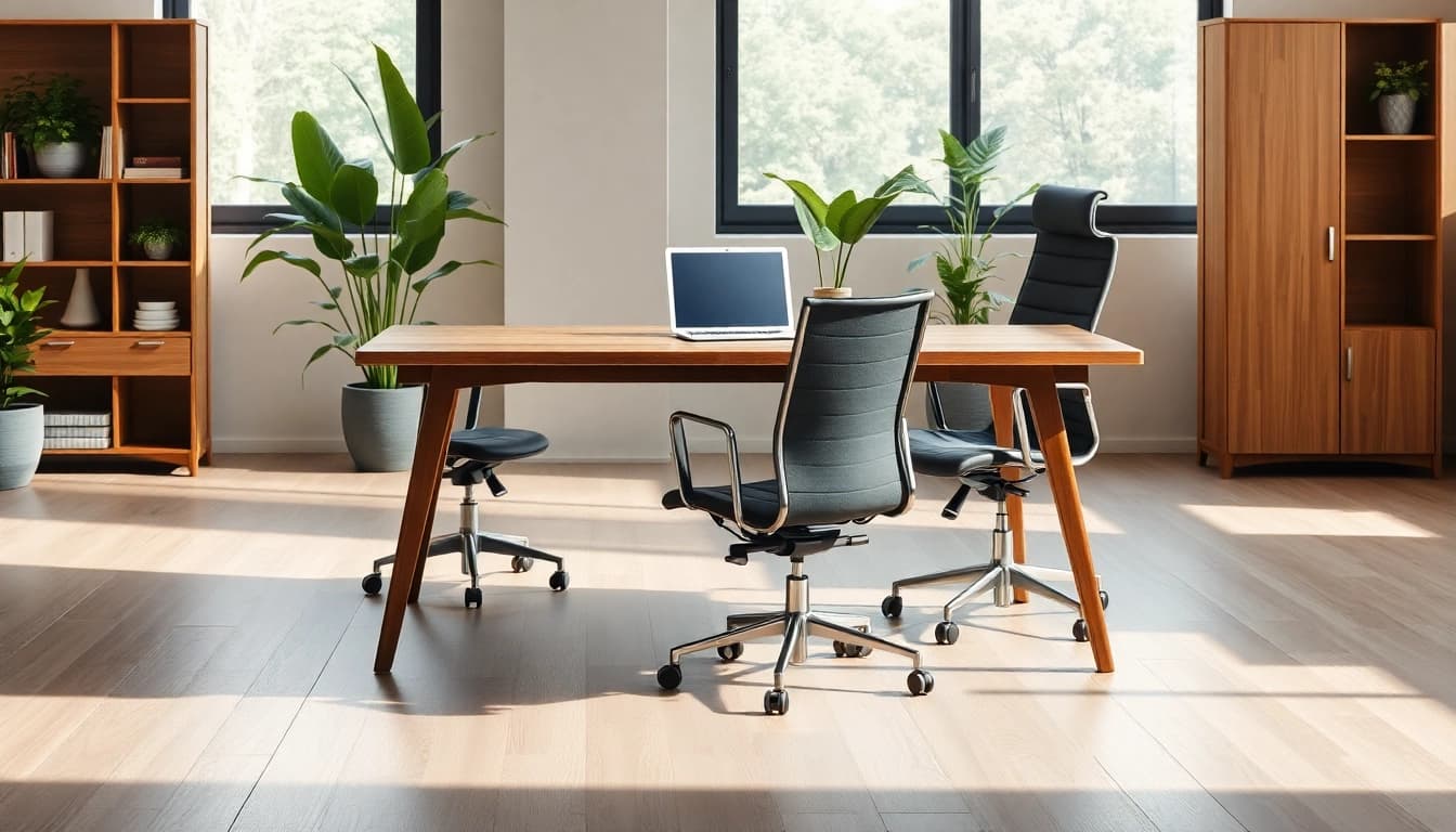 Modernes Büro mit stilvollen Büromöbeln, die Ergonomie und Design vereinen.