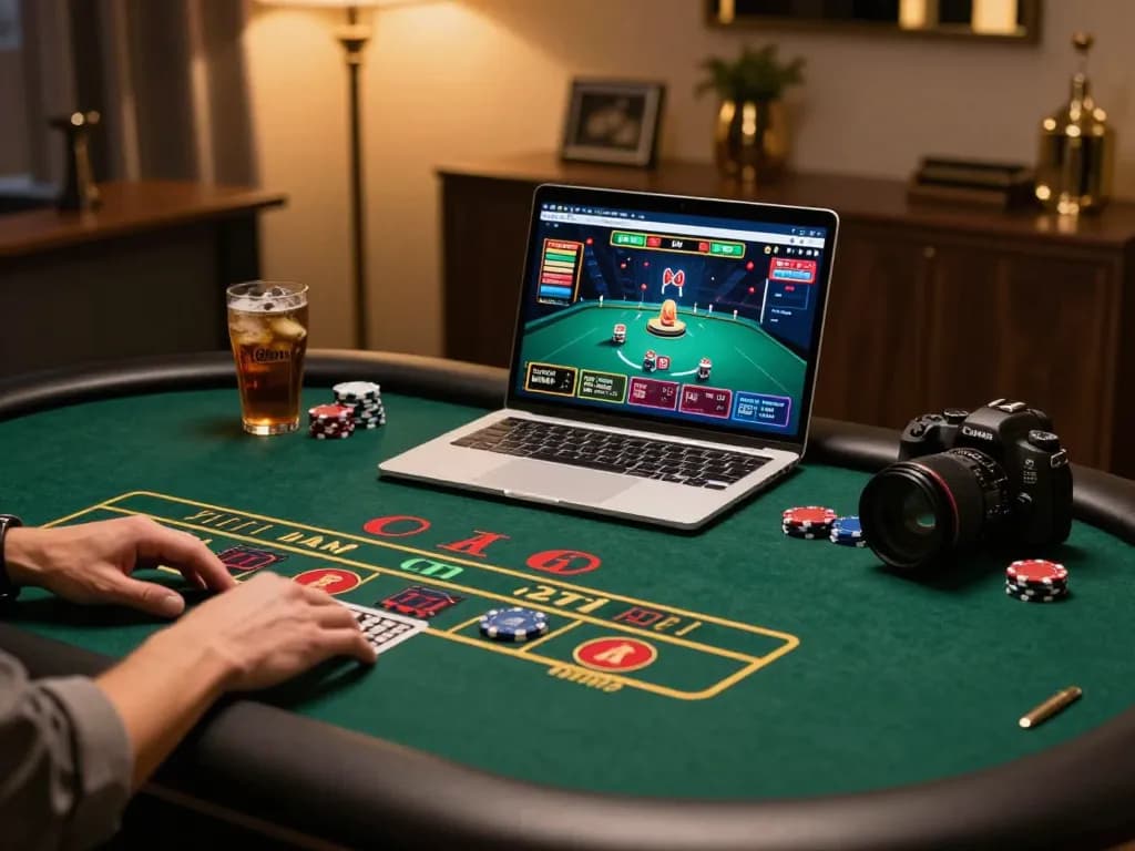 Player analyzing odds on the Plagiat Scanner while enjoying online casino gaming.
