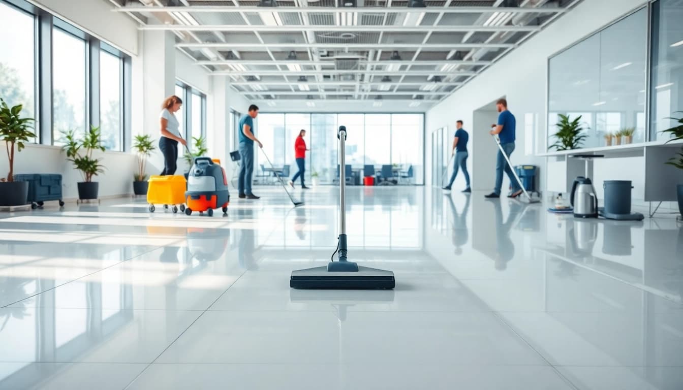 Effiziente Gebäudereinigung Ulm in einem modernen Büro, das Helligkeit und Sauberkeit ausstrahlt.