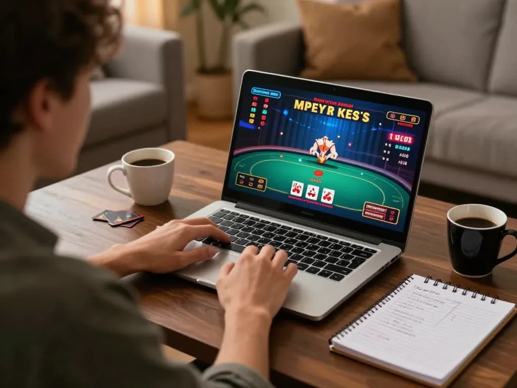 Người chơi đang tham gia chiến lược trong game poker trực tuyến tại nhà với Rik vip.