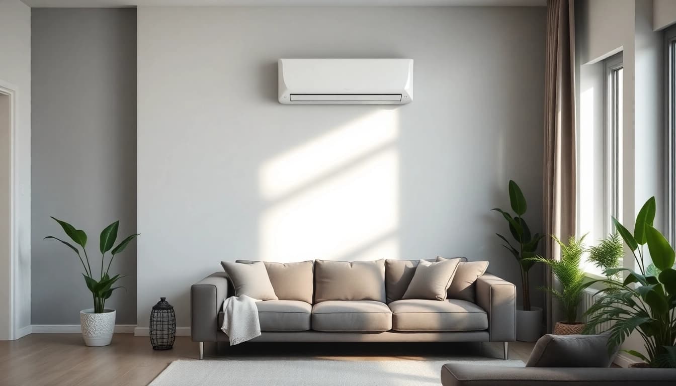 Enhance your comfort with a Klimaanlage installed elegantly in a modern living space.
