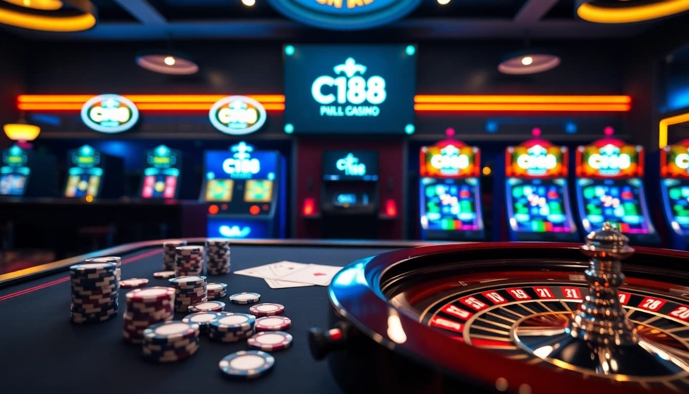 Experience the excitement of C168 casino gaming with vibrant tables and digital interfaces.