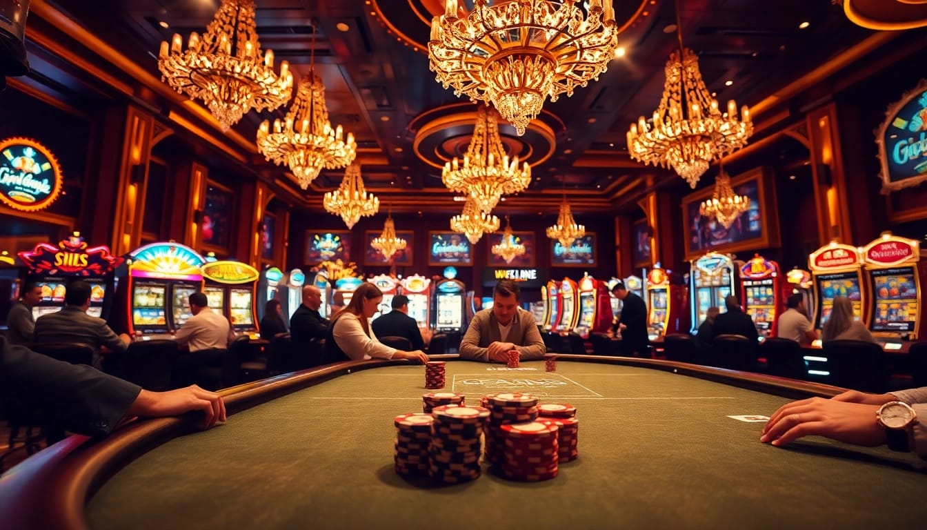 Spannende Spielszenen bei casino spiele.de an einem Poker-Tisch in einem luxuriösen Casino.
