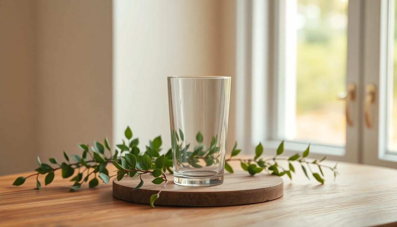 Kaufen Sie olloidales Silber in bester Qualität, präsentiert in einem eleganten Fläschchen auf Holz mit grünen Pflanzen.