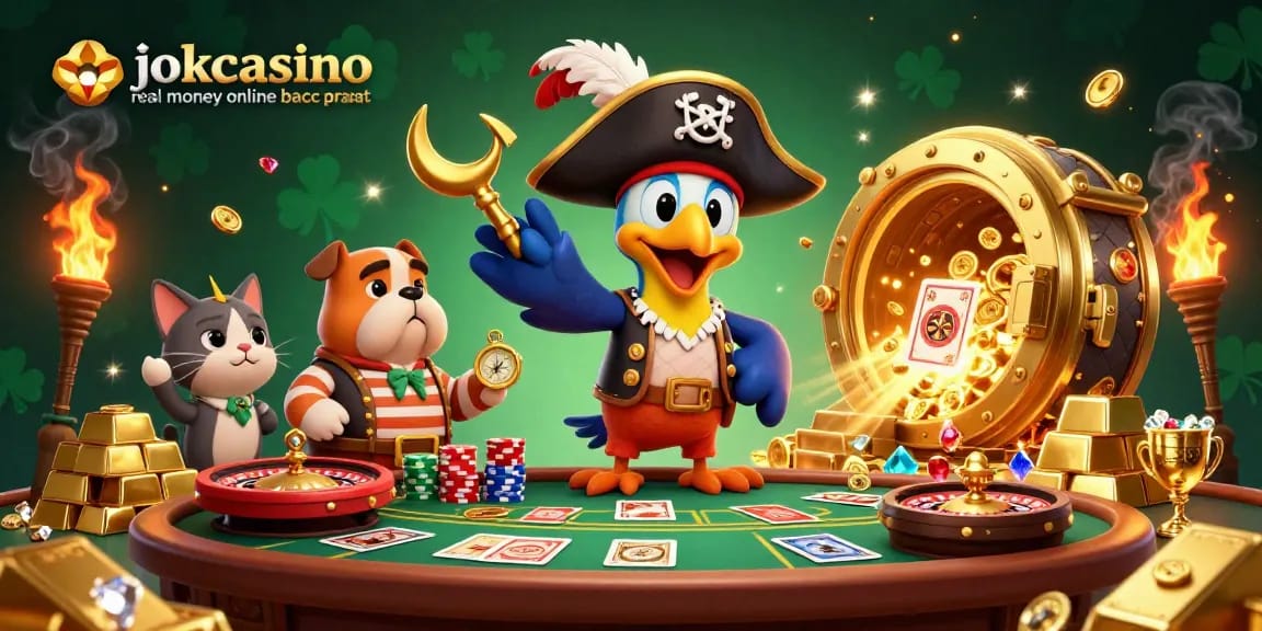 Experience the excitement of jokacasino real money online baccarat amidst a lively pirate scene.