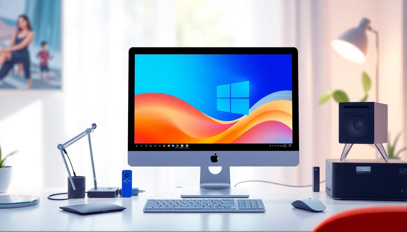 Erleben Sie, wie Sie Win 11 kaufen können, anhand eines modernen Computer-Setup mit Windows 11.