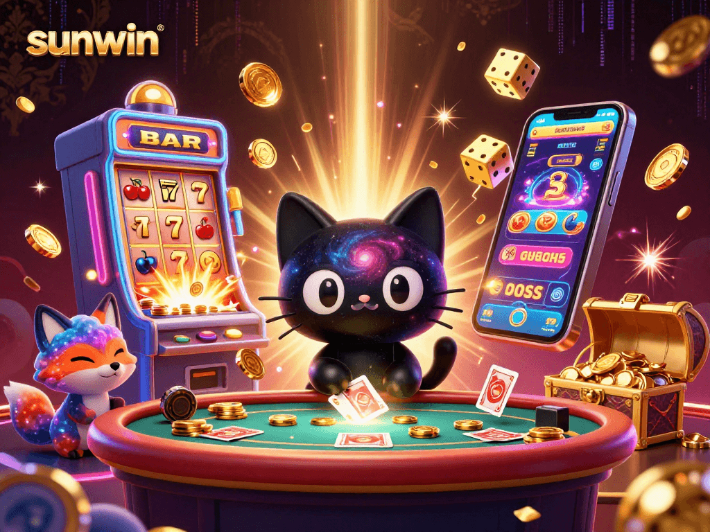 Experience the excitement of sunwin as the cosmic characters draw in casino chips and rewards.