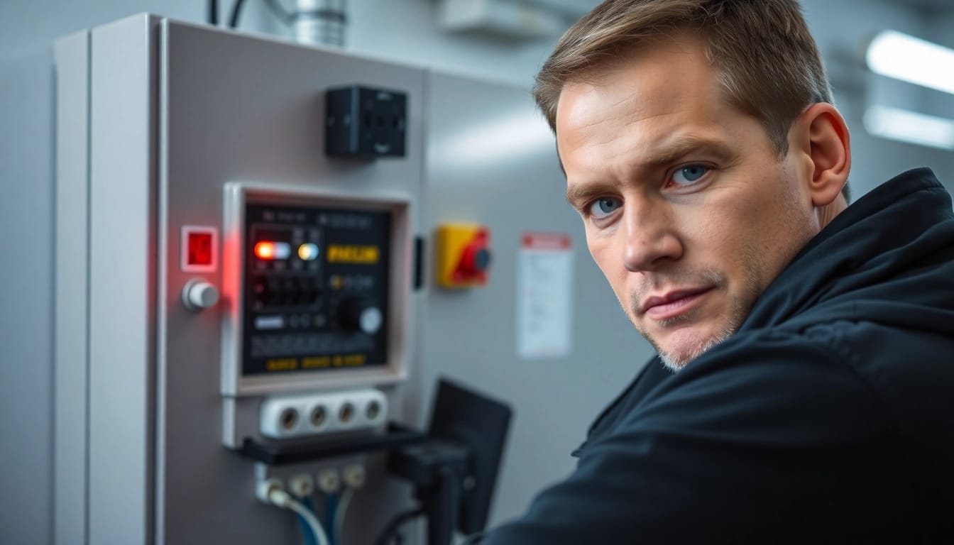 Techniker führt eine DGUV V3 Prüfung an elektrischen Geräten durch in sicherer Umgebung.
