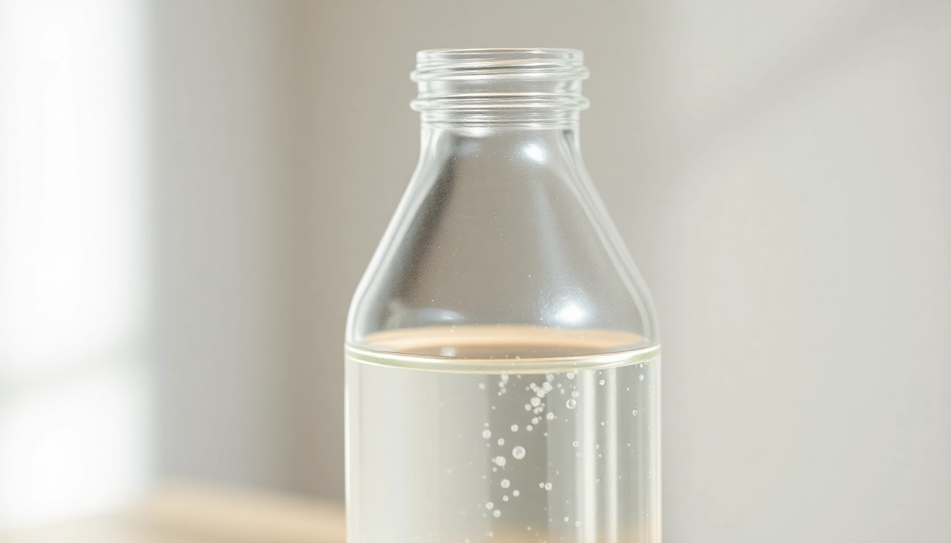 Kolloidales Silber kaufen: Clear colloidal silver solution in a glass bottle, ideal for health and wellness.