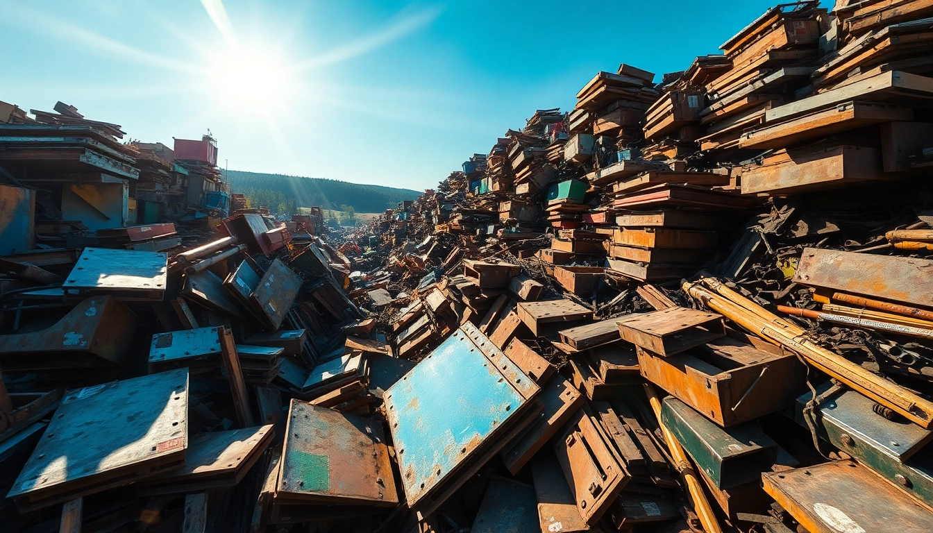 Sorting metal scraps at Schrotthandel Remscheid's vibrant yard, showcasing sustainability in action.