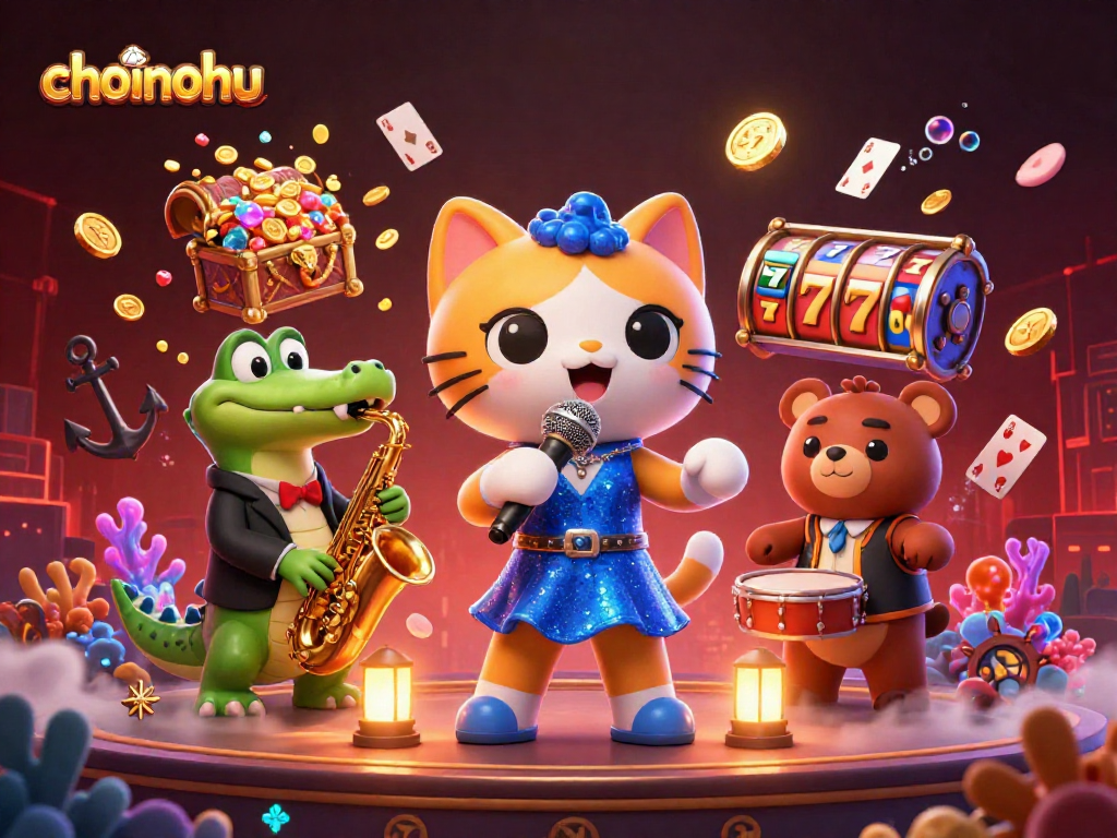 Win exciting rewards at choinohu with a lively 3D illustration of casino fun.