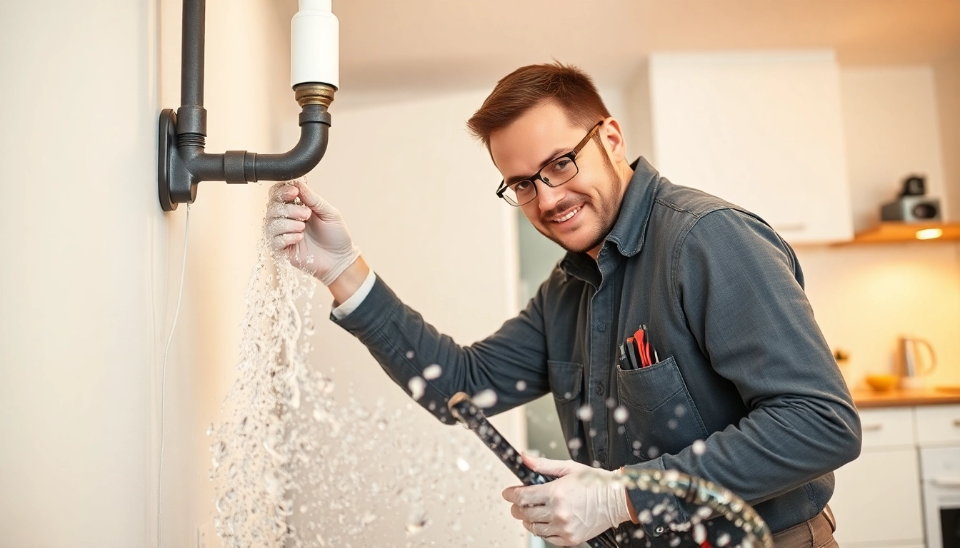 Professioneller Sanitär Notdienst repariert Wasserleck in der Wohnung.