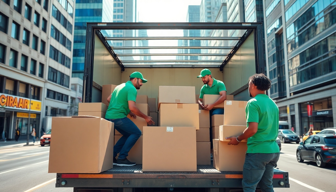 Umzugsunternehmen Worms zeigt ein engagiertes Team von Fachleuten beim Packen von Umzugskisten.