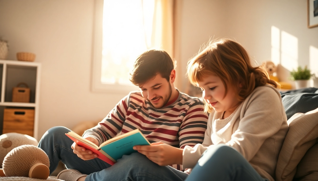 Kindererziehung: Szenen des Spielens und Lernens zwischen Eltern und Kind, die Liebe und Fürsorge ausstrahlen.