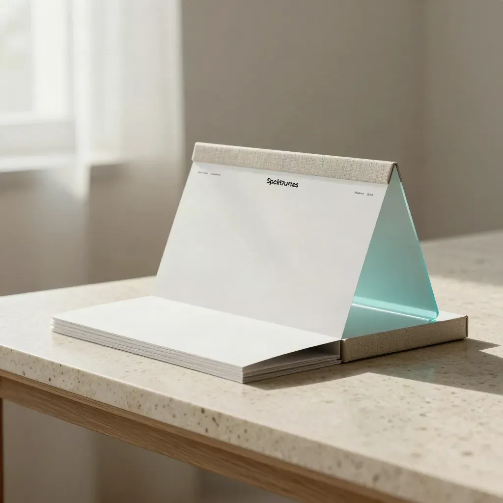 Website- und Markenpaket als elegante Box mit Acryltrenner auf hellem Steinsockel.