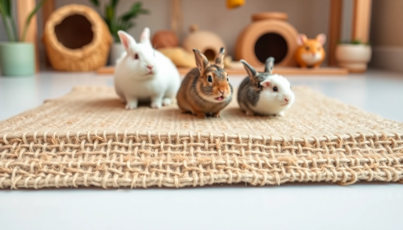 Hanfmatte in use by small pets, highlighting its natural texture and comfort.