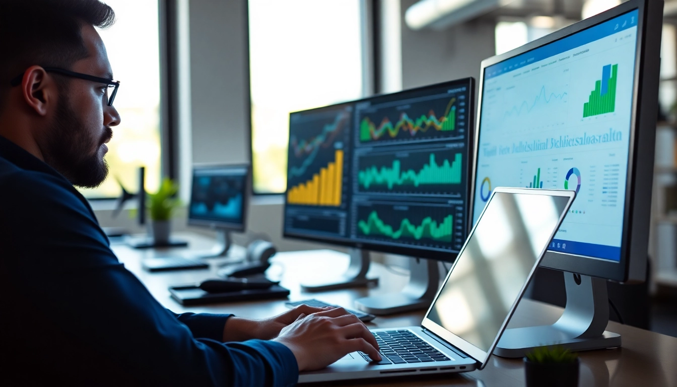 SEO Tipps für bessere Sichtbarkeit: Eine professionelle Analyse in einem modernen Büro.