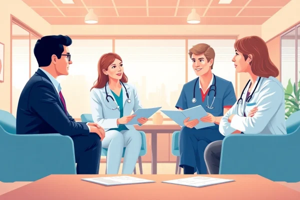 Nursing consulting session for Unternehmensberatung Pflegedienst advisors and care providers collaborating effectively.