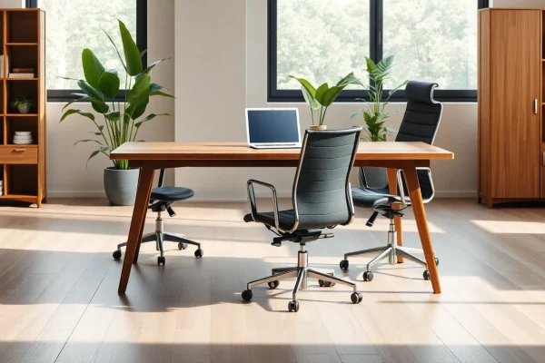 Essentielle Büromöbel für jedes moderne Arbeitsumfeld – 2023 Modernes Büro mit stilvollen Büromöbeln, die Ergonomie und Design vereinen.