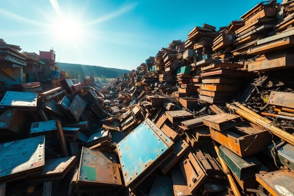 Sorting metal scraps at Schrotthandel Remscheid's vibrant yard, showcasing sustainability in action.