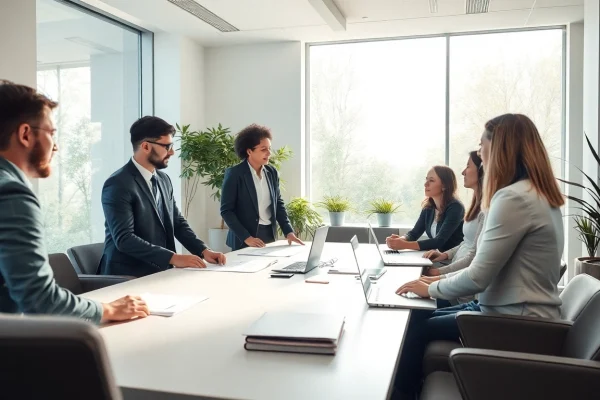 Professionelles Headhunter-Team in Saarbrücken beim Austausch von Ideen.