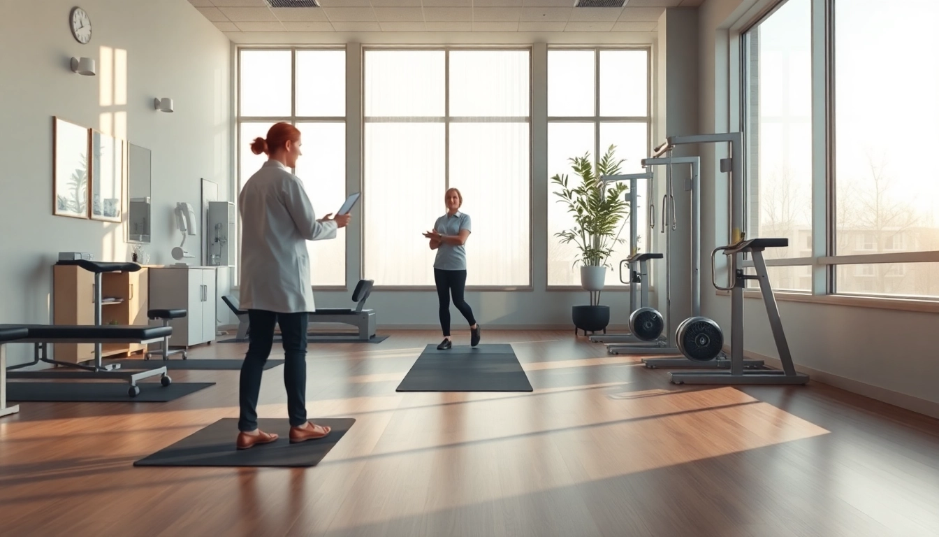 Experience professional physiotherapy Edmonton with a therapist guiding a patient in a modern clinic.