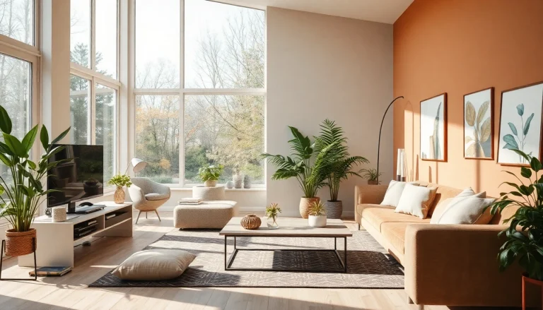 Inspirierende Raumgestaltung mit warmem Licht, stilvollen Möbeln und harmonischen Farben.