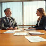 Headhunter Chemnitz im Gespräch mit einer Kandidatin in einem modernen Büro.
