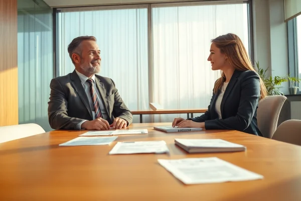 Headhunter Chemnitz im Gespräch mit einer Kandidatin in einem modernen Büro.