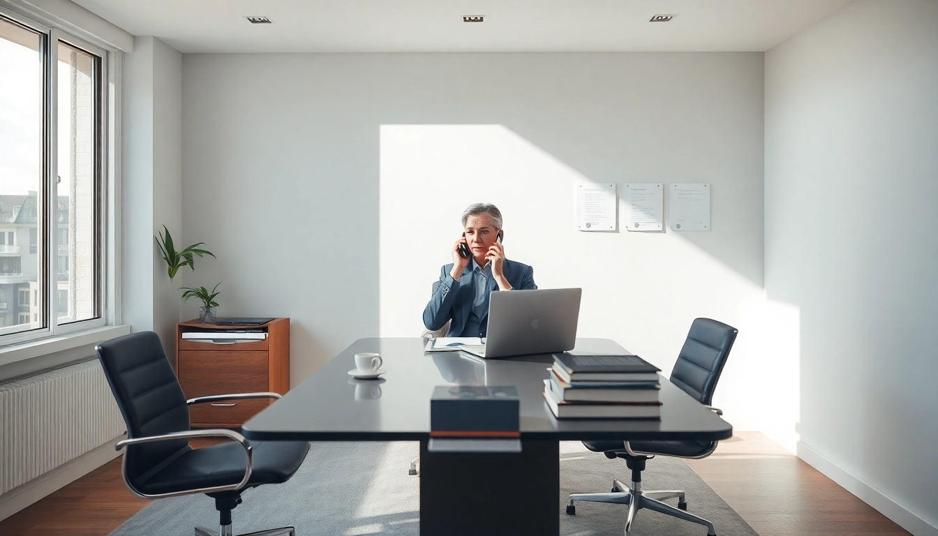 Strategischer Headhunter Ärzte in modernem Büro bei Telefonat.