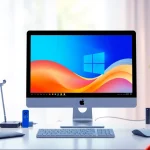 Erleben Sie, wie Sie Win 11 kaufen können, anhand eines modernen Computer-Setup mit Windows 11.
