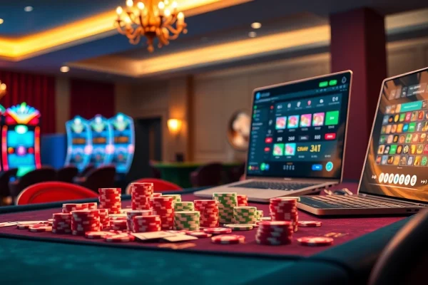 S8 casino scene showcasing vibrant game action, including colorful chips and modern slot machines.