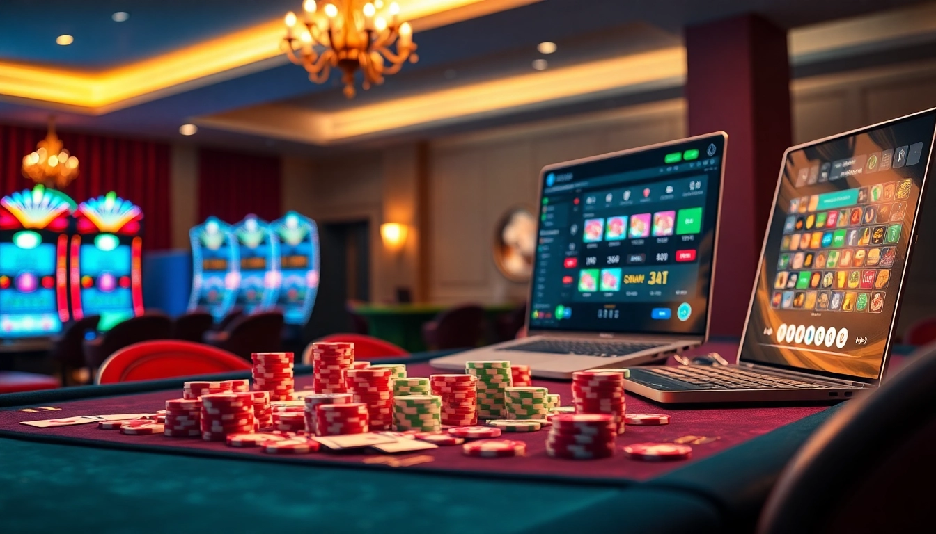 S8 casino scene showcasing vibrant game action, including colorful chips and modern slot machines.