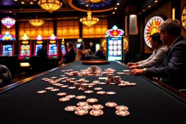 Experience the thrill of high-stakes poker at 33WIN casino with vibrant gaming elements.