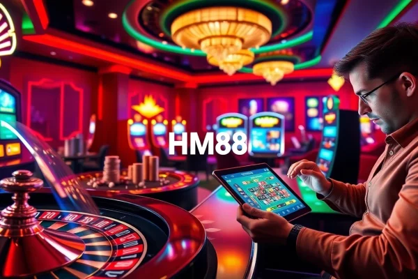 Experience the excitement of HM88 with high-stakes gambling, vibrant slot machines, and a sleek betting interface.