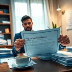 Professioneller Übersetzer prüft ein beglaubigtes Übersetzungsdokument und veranschaulicht das Konzept der beglaubigten Übersetzung.