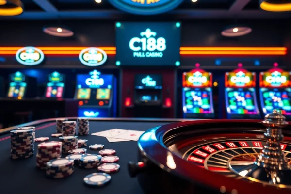 Experience the excitement of C168 casino gaming with vibrant tables and digital interfaces.