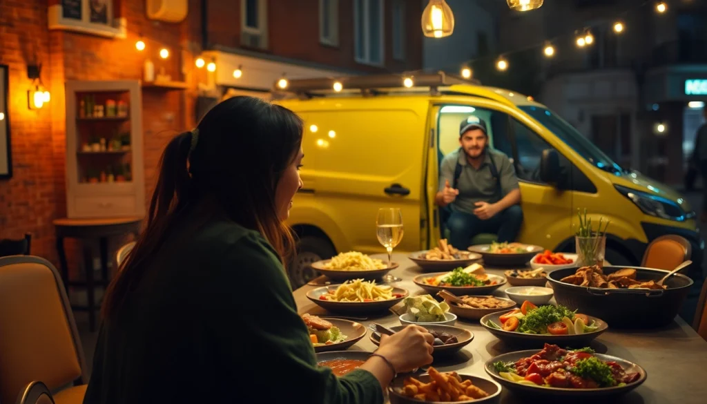 Essen bestellen online leicht gemacht: Genießen Sie verschiedene Gerichte an einem einladenden Tisch.