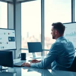 Headhunter IT bei der Arbeit in einem modernen Büro mit Fokus auf Rekrutierung.