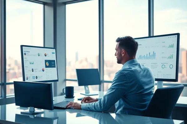 Headhunter IT bei der Arbeit in einem modernen Büro mit Fokus auf Rekrutierung.