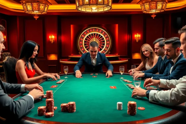 An exciting poker game at https://x88casino.net/ showcasing high-stakes action and luxury.