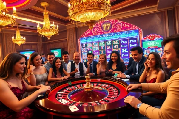 Exciting gambling scene at 789club showcasing a roulette table and players immersed in their game.