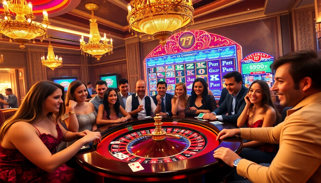 Exciting gambling scene at 789club showcasing a roulette table and players immersed in their game.