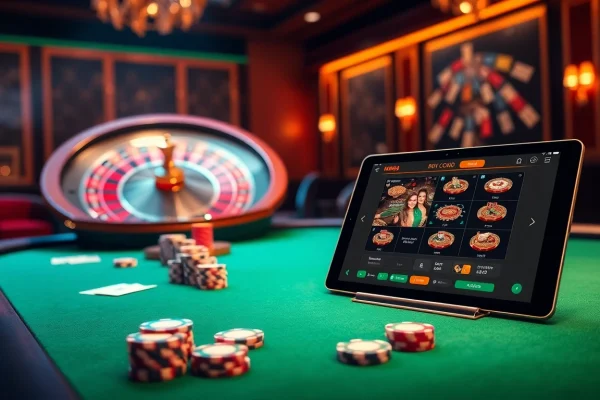 Enjoying a poker game at MM88 COM's luxurious casino table with vibrant chips and cards.