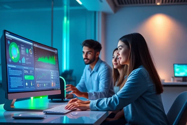 Engaging AI tech for adults 18+ in a modern workspace.