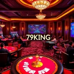 Experience the excitement of 79KING in a luxurious casino setting with high-stakes games and vibrant visuals.